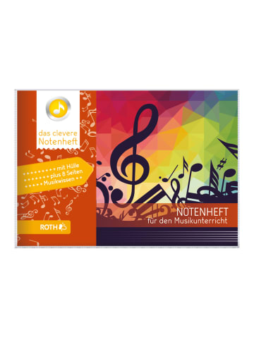 ROTH Das clevere Notenheft "Notenschlüssel orange" Querformat in Orange