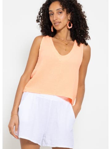 SASSYCLASSY Musselin Top mit V-Ausschnitt in orange