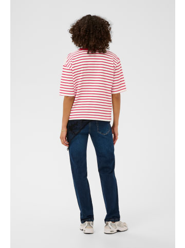 Kaffe T-shirt KAwinny Loose fit in Chalk W. Red Stripes
