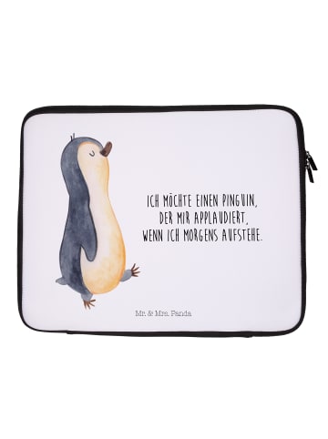 Mr. & Mrs. Panda Notebook Tasche Pinguin marschieren mit Spruch in Weiß