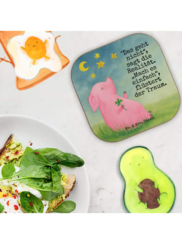 Mr. & Mrs. Panda Tischuntersetzer Schwein Glück Design mit Spruch in Weiß