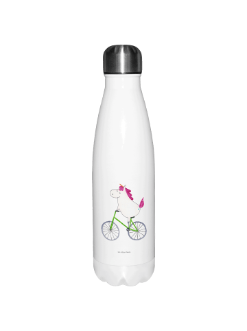 Mr. & Mrs. Panda Thermosflasche Einhorn Radfahrer ohne Spruch in Weiß
