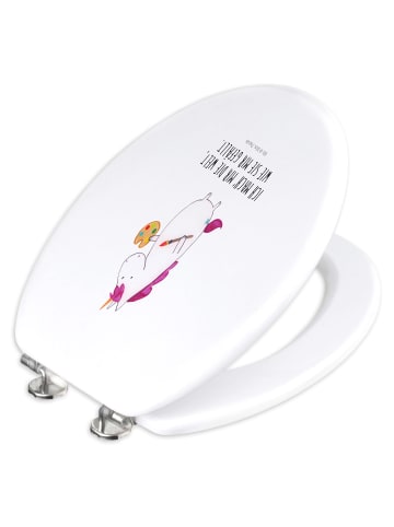 Mr. & Mrs. Panda Toilettendeckel Einhorn Künstler mit Spruch in Weiß