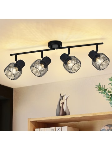 ZMH Deckenleuchte in schwarz 4-flammige E27 rund Metall verstelbar 330°