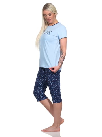 NORMANN Capri Pyjama Schlafanzug "RELAX" - 74826 in blau