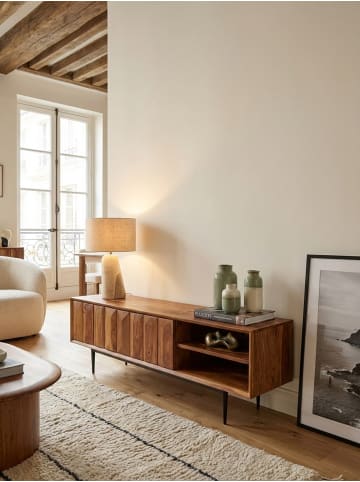 KADIMA DESIGN TV-Kommode, Sheeshamholz, bis 55 Zoll, Push-to-Open, Edelstahlbeine
