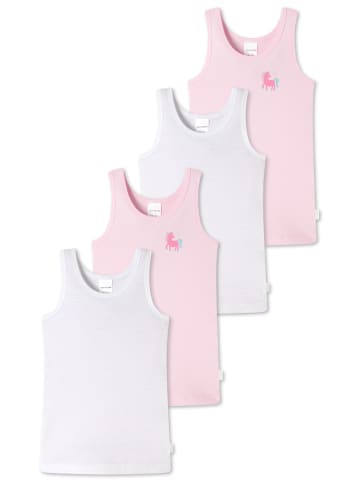 Schiesser Unterhemd / Top Kids Girls Feinripp Organic Cotton in Weiß / Hellrosa