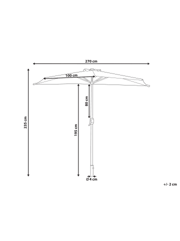 Beliani Halbrunder Sonnenschirm GALATI in Schwarz - (W) 270 x (H) 235 x (L) 100 cm