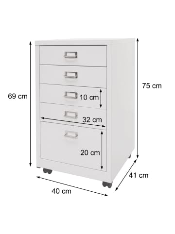 MCW Rollcontainer L49 mit 5 Schubladen, Dunkelgrau
