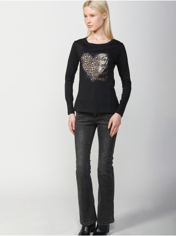 KOROSHI Langarm-T-Shirt in SCHWARZ