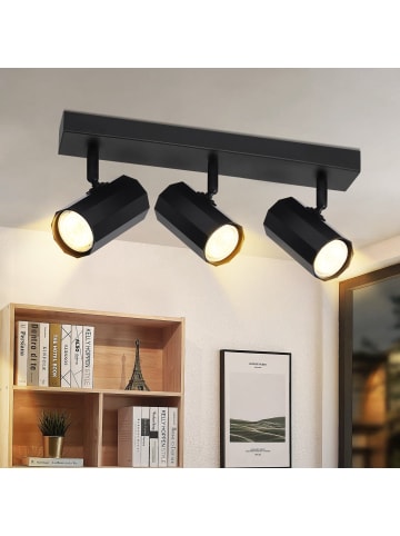 ZMH Deckenleuchte 3-flammige GU10 in Schwarz sechseckig Vintage Metall Flurlampe