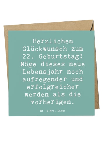 Mr. & Mrs. Panda Glückwunschkarte Spruch 22. Geburtstag mit Spruch in Meeresbrise
