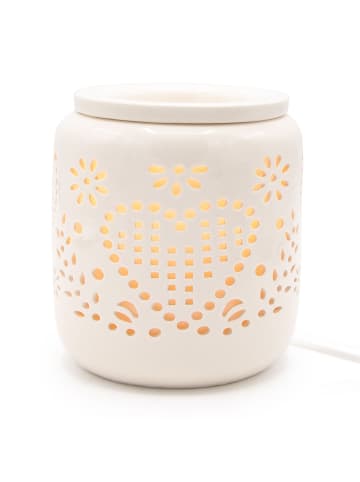 Candle Brothers Elektrische Duftlampe „Herzmuster“ in Weiß – (H)22 x (B)14,5 x (T)14,5 cm