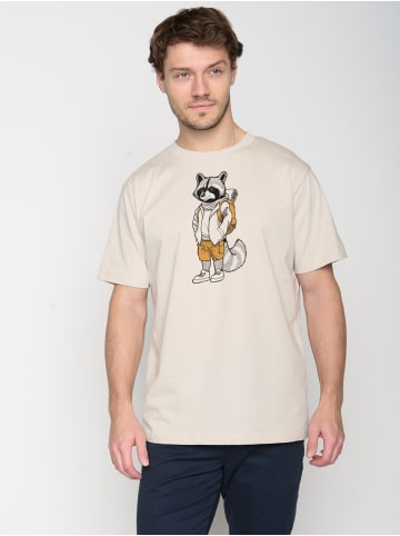 GreenBomb T-Shirt Animal Raccoon Hike in Off White