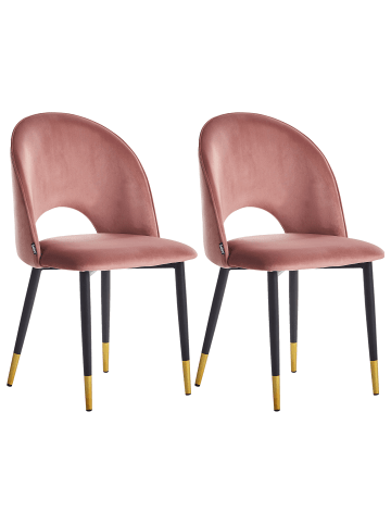 Beliani 2er-Set Esszimmerstuhl MAGALIA in Rosa/Schwarz/Gold