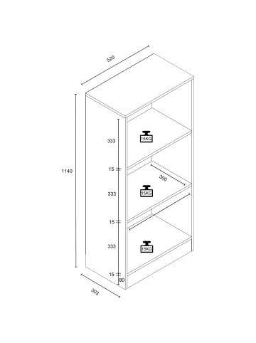 VCM  Bücherregal Dilos 114 x 52 cm für Aktenordner in Weiß / Honig-Eiche