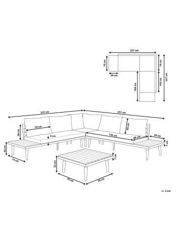 Beliani 7-tlg Sitzgruppe CORATO in Weiß