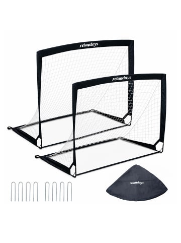 relaxdays 2 x Fußballtor in Schwarz - (B)120 x (H)90 x (T)90 cm