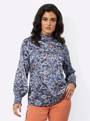 creation L Satinbluse in ecru-marine-bedruckt