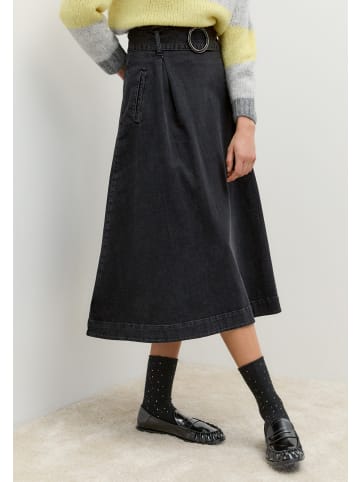 More & More langer, ausgestellter Jeansrock in dark grey denim