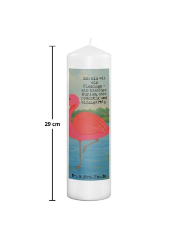 Mr. & Mrs. Panda Stumpenkerze Flamingo Classic Design mit Spruch in Weiß