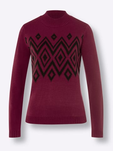 Sieh an! Stehkragen-Pullover in bordeaux-schwarz