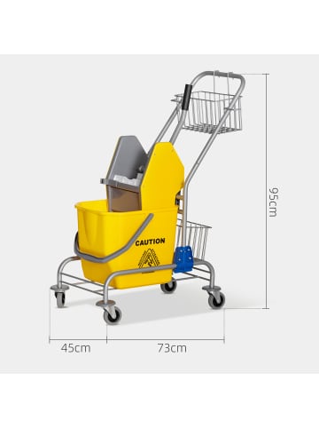 HOMCOM Putzwagen in Gelb 73L x 45B x 95H cm