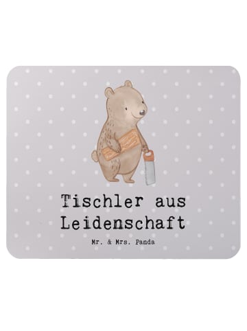 Mr. & Mrs. Panda Mousepad Tischler Leidenschaft mit Spruch in Grau Pastell