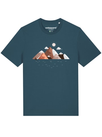 wat? Apparel T-Shirt Mountains & Moon in Petrol