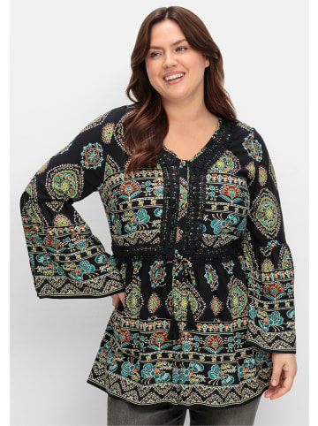 sheego by Joe Browns Longbluse in schwarz-gemustert