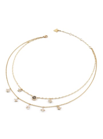 Guess Damen-Kette zweireihig Flowers Goldfarben