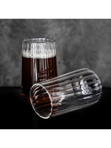 Almina 2er Gläser-Set "Luana Largo" - 400 ml im Relief Design in Transparent