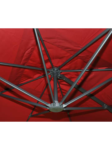 MCW Gastronomie-Ampelschirm A96, Flap, bordeaux mit Ständer, drehbar