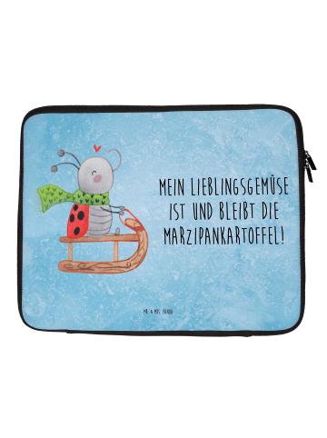 Mr. & Mrs. Panda Laptop Sleeve Smörle Rodeln mit Spruch in Eisblau