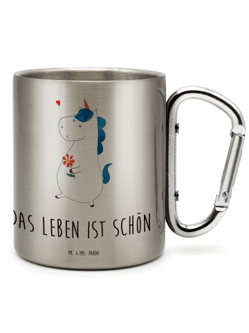 Mr. & Mrs. Panda Campingtasse Einhorn Spaziergang mit Spruch in Silber