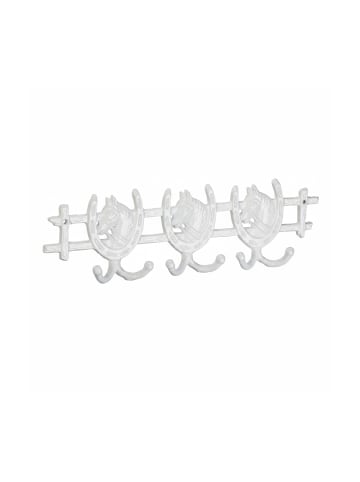 relaxdays Garderobenleiste "Pferd" in Weiß - (B)36,5 x (H)11 x (T)3,5 cm