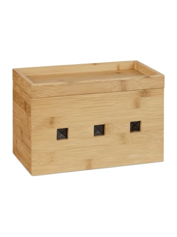 relaxdays Kabelbox in Natur - (B)25,5x (H)16,5 x (T)14 cm