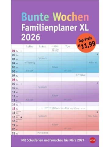 Heye Kalender Kalender - Bunte Wochen Familienplaner XL 2026