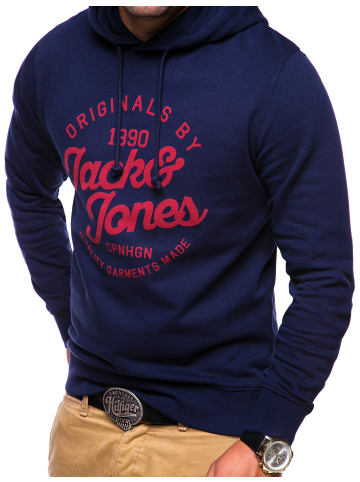 Jack & Jones Kapuzenpullover - JJJORMIHOO Mit Print Einfarbig in Navy