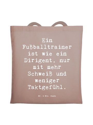 Mr. & Mrs. Panda Tote Bag Spruch Fußballtrainer Dirigent mit Spruch in Braun Pastell