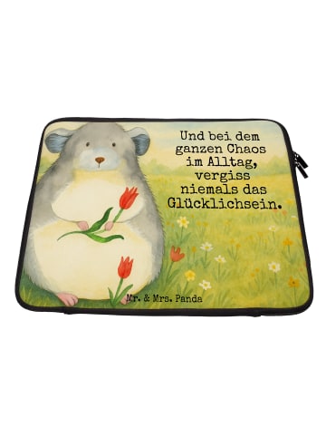 Mr. & Mrs. Panda Laptophülle Chinchilla Blume Design mit Spruch in Weiß