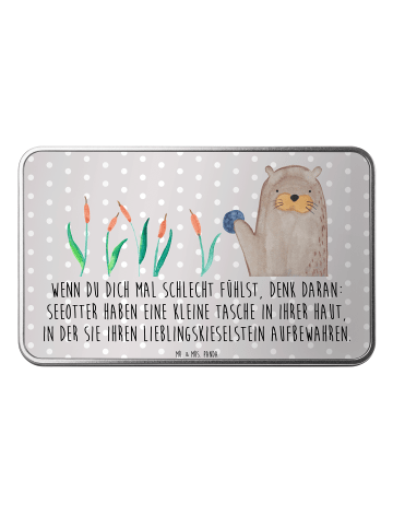 Mr. & Mrs. Panda Aufbewahrungsbox Otter Stein mit Spruch in Grau Pastell