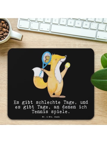 Mr. & Mrs. Panda Mauspad Fuchs Tennis spielen mit Spruch in Schwarz