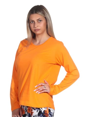 NORMANN Schlafanzug Shirt langarm Pyjama Oberteil Mix & Match - 79664 in orange