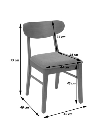 MCW 2er-Set Esszimmerstuhl M59, Dunkles Gestell, creme