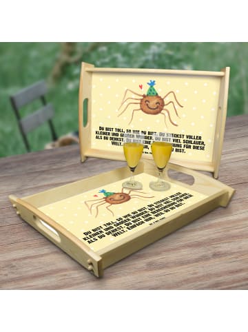 Mr. & Mrs. Panda Tablett Spinne Agathe Party mit Spruch in Gelb Pastell