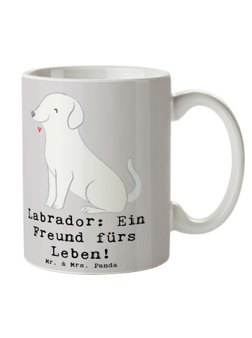 Mr. & Mrs. Panda Teetasse Labrador Freund mit Spruch in Grau Pastell