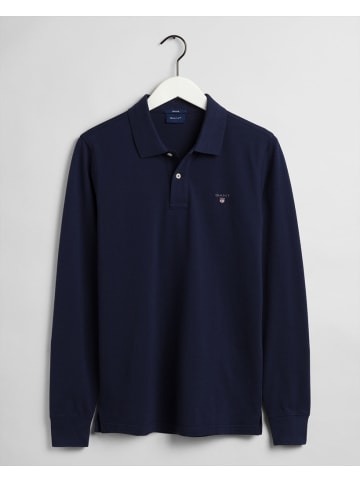 Gant Original Piqué Langarm-Poloshirt in Blau