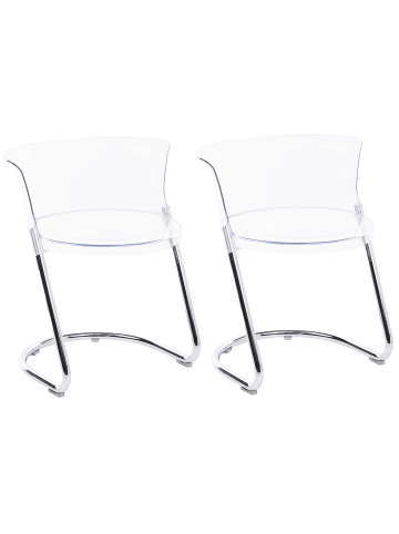 Beliani 2er-Set Esszimmerstuhl OSHKOSH in Transparent/Silber