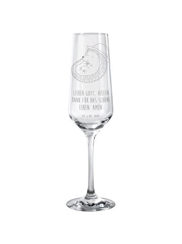 Mr. & Mrs. Panda Sektglas Igel Beten mit Spruch in Transparent